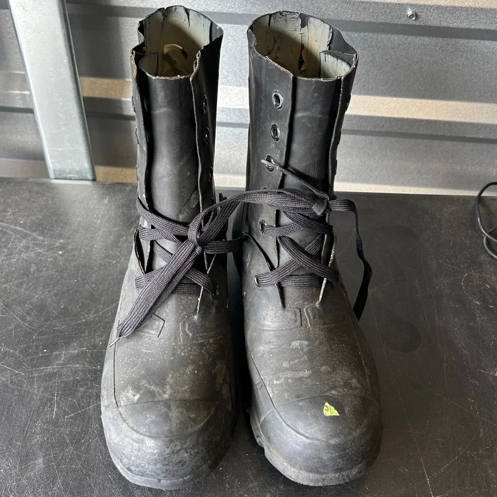 Vintage Bristolite QMC 7R Black Rubber Combat Utility Boots US Military Style